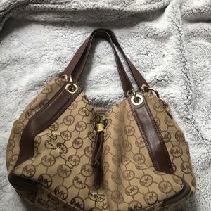 Michael Kors Brown/Tan Canvas shoulder bag
